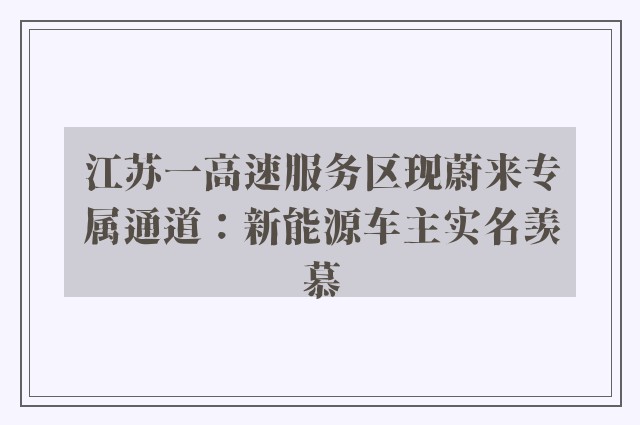 江苏一高速服务区现蔚来专属通道：新能源车主实名羡慕