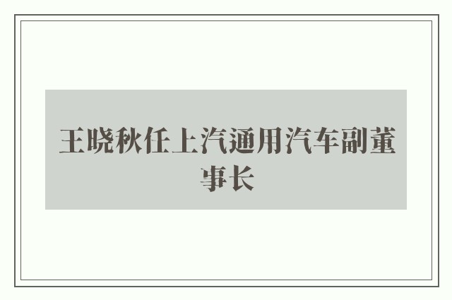 王晓秋任上汽通用汽车副董事长