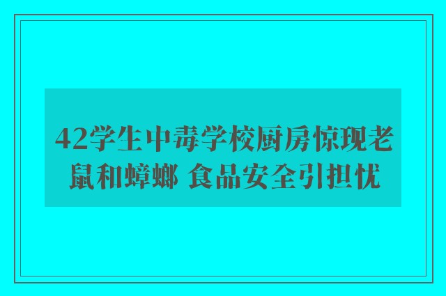 42学生中毒学校厨房惊现老鼠和蟑螂 食品安全引担忧