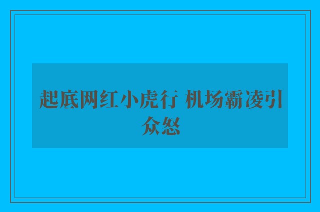 起底网红小虎行 机场霸凌引众怒