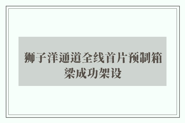 狮子洋通道全线首片预制箱梁成功架设