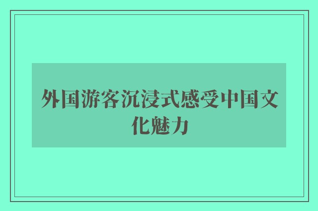 外国游客沉浸式感受中国文化魅力