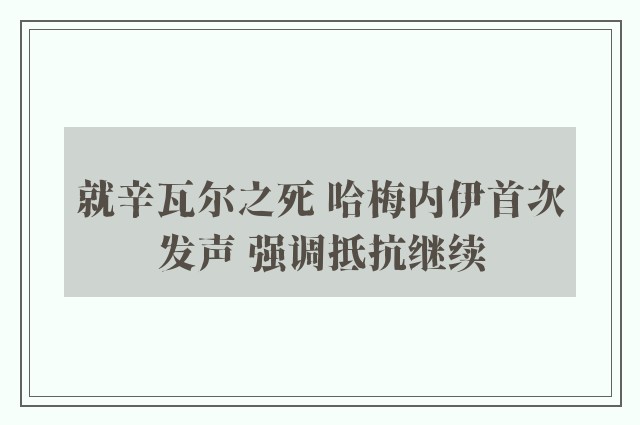 就辛瓦尔之死 哈梅内伊首次发声 强调抵抗继续