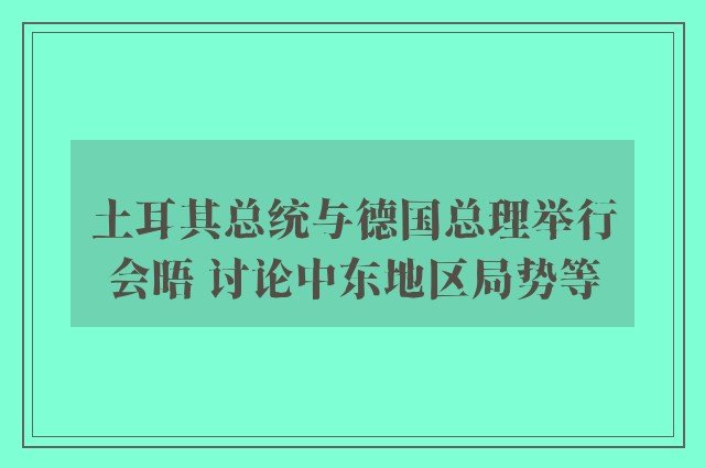 土耳其总统与德国总理举行会晤 讨论中东地区局势等