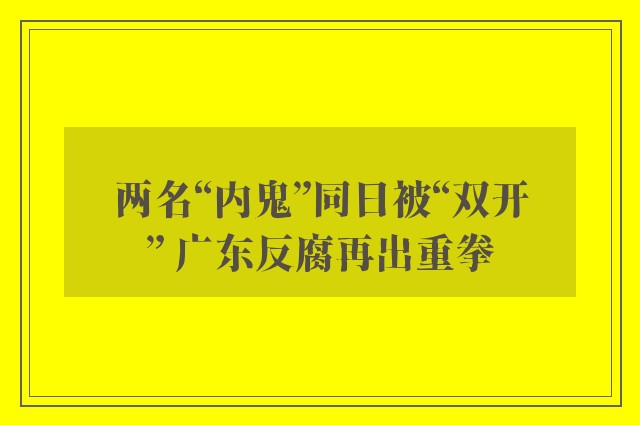 两名“内鬼”同日被“双开” 广东反腐再出重拳