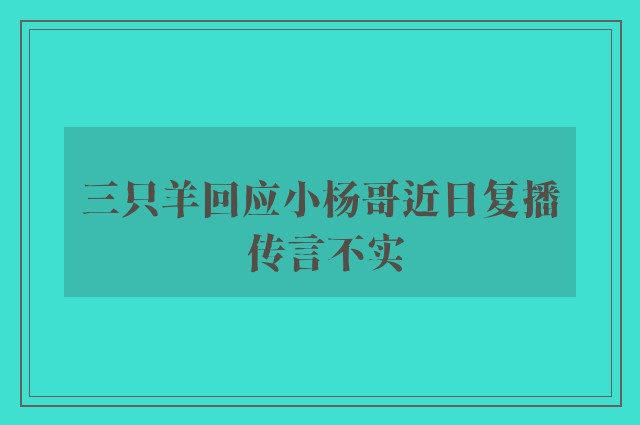 三只羊回应小杨哥近日复播 传言不实