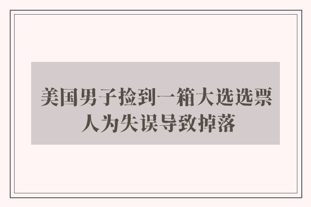 美国男子捡到一箱大选选票 人为失误导致掉落