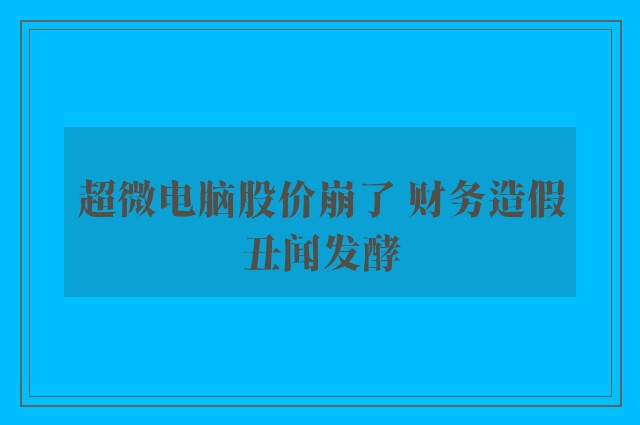 超微电脑股价崩了 财务造假丑闻发酵