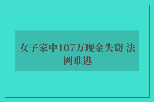 女子家中107万现金失窃 法网难逃