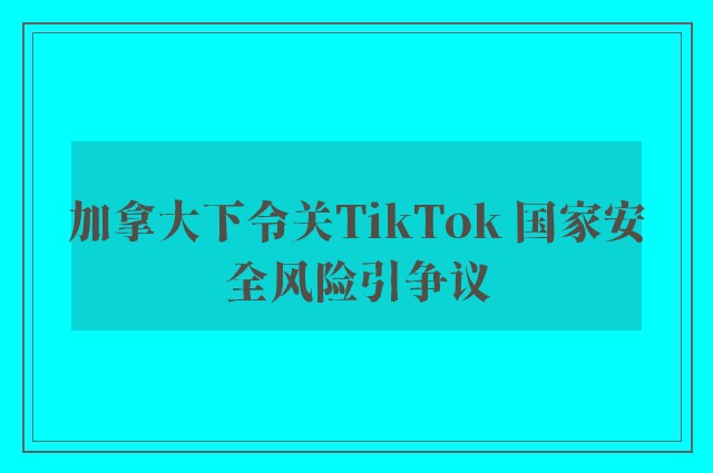 加拿大下令关TikTok 国家安全风险引争议