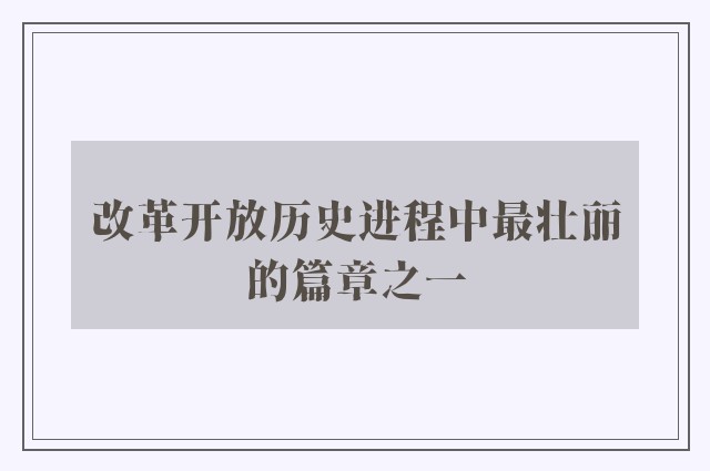 改革开放历史进程中最壮丽的篇章之一