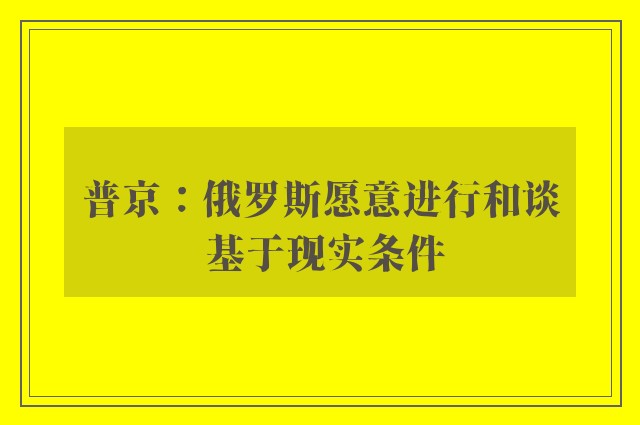 普京：俄罗斯愿意进行和谈 基于现实条件