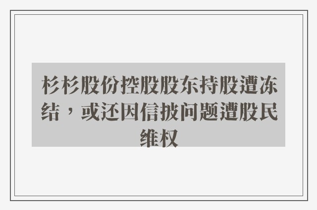 杉杉股份控股股东持股遭冻结，或还因信披问题遭股民维权