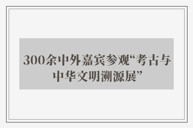 300余中外嘉宾参观“考古与中华文明溯源展”