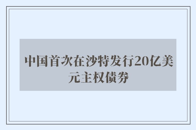 中国首次在沙特发行20亿美元主权债券