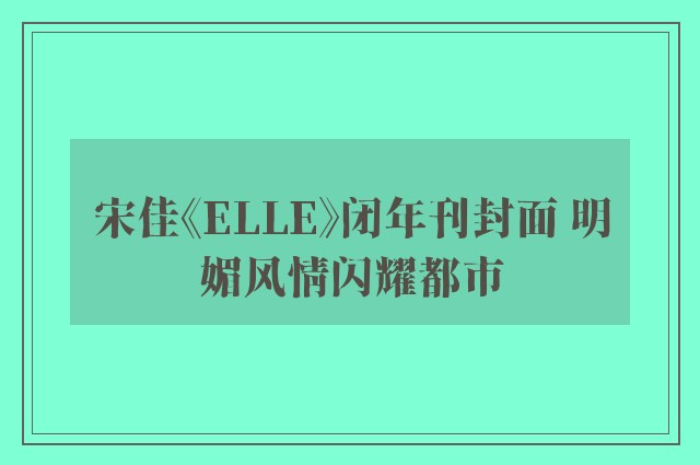 宋佳《ELLE》闭年刊封面 明媚风情闪耀都市