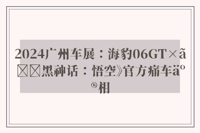 2024广州车展：海豹06GT×《黑神话：悟空》官方痛车亮相