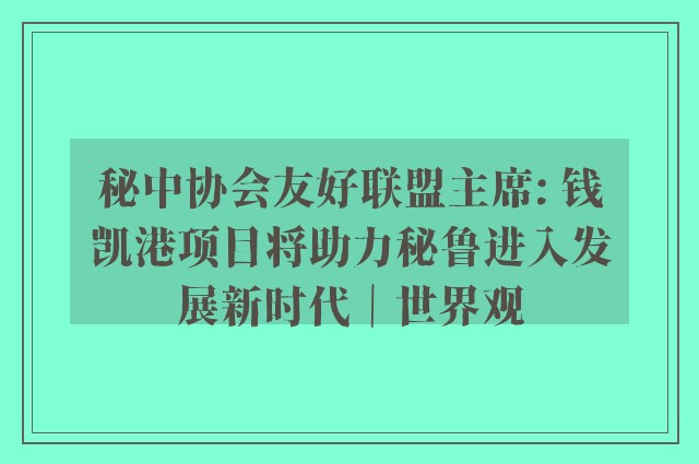 秘中协会友好联盟主席: 钱凯港项目将助力秘鲁进入发展新时代｜世界观