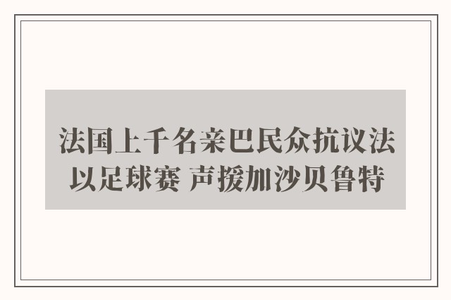 法国上千名亲巴民众抗议法以足球赛 声援加沙贝鲁特