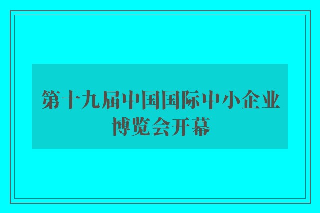 第十九届中国国际中小企业博览会开幕