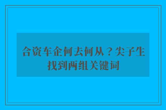 合资车企何去何从？尖子生找到两组关键词