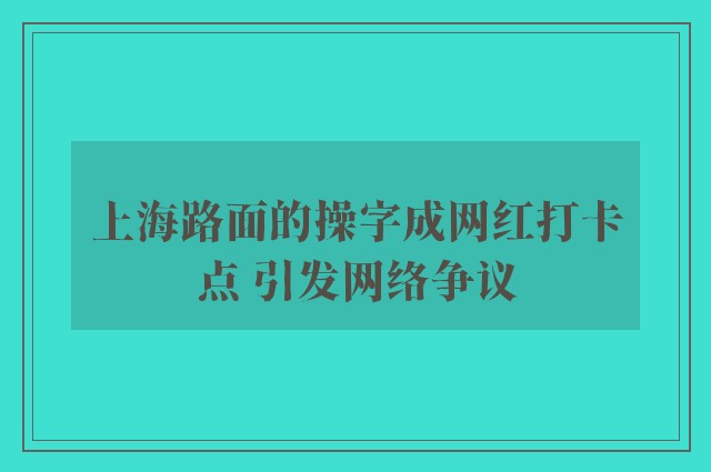 上海路面的操字成网红打卡点 引发网络争议