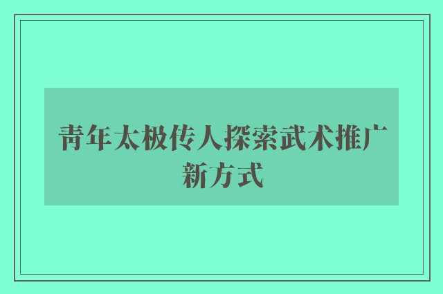 青年太极传人探索武术推广新方式