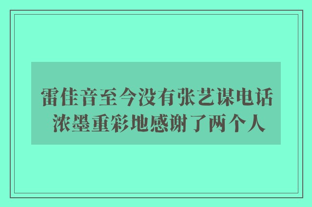 雷佳音至今没有张艺谋电话 浓墨重彩地感谢了两个人