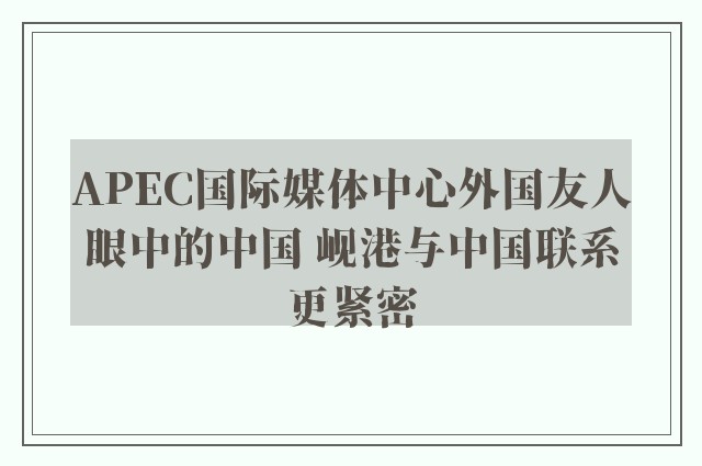 APEC国际媒体中心外国友人眼中的中国 岘港与中国联系更紧密