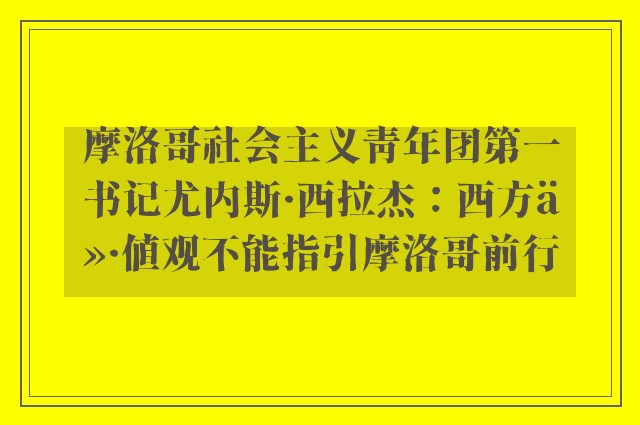 摩洛哥社会主义青年团第一书记尤内斯·西拉杰：西方价值观不能指引摩洛哥前行