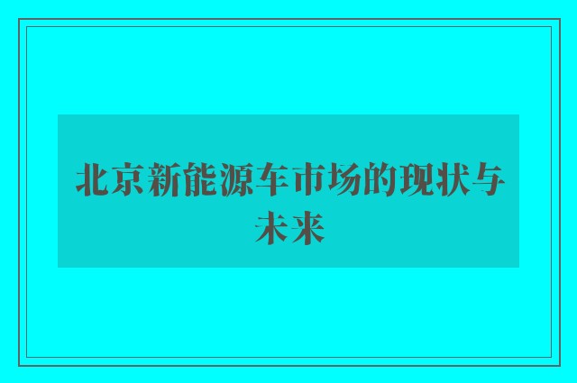 北京新能源车市场的现状与未来