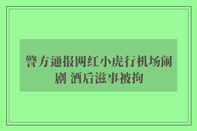 警方通报网红小虎行机场闹剧 酒后滋事被拘